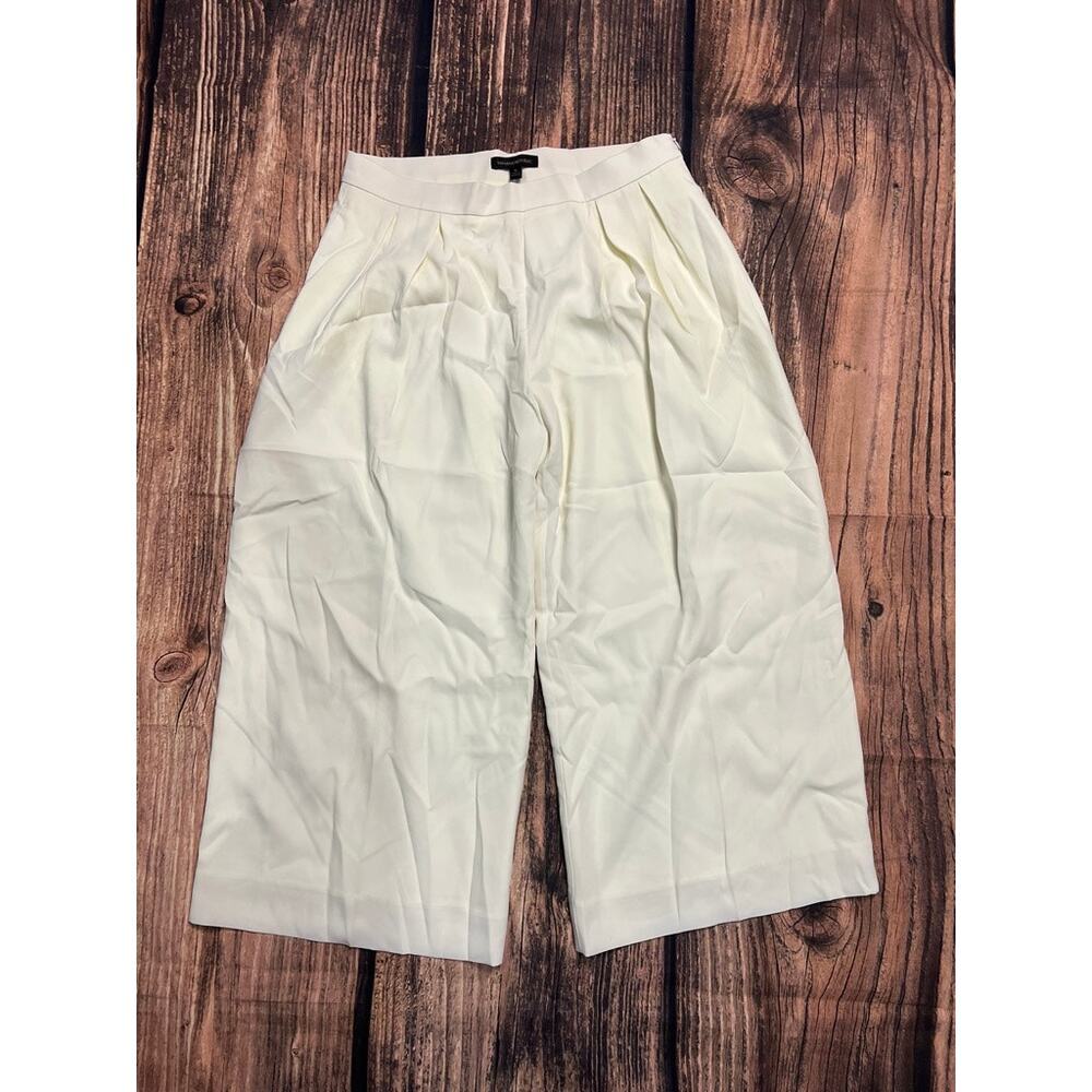 NWT Banana Republic Women's Wide-Leg Cropped Trousers Size 8 Petite Ivory Pantsโ